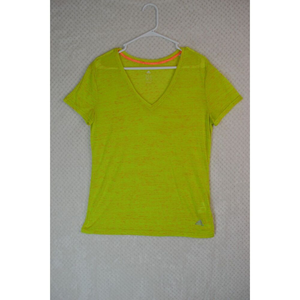 Adidas Women's Large Yellow Burnout Short Sleeve T-Shirt